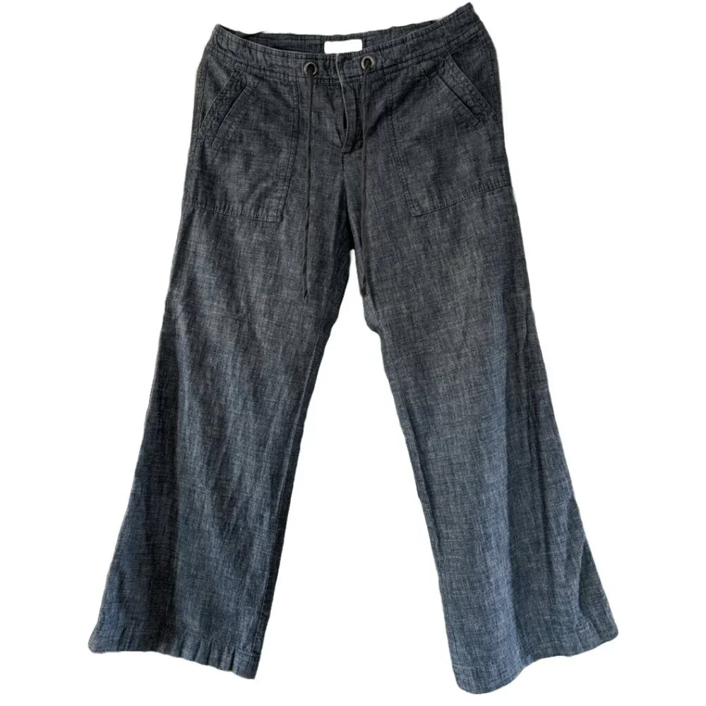 Women's Banana Republic Linen Pants - Soft Denim Color - Sz 10P - Picture 7 of 10